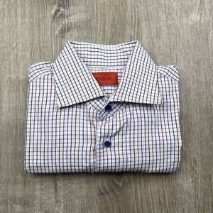 Isaia Napoli Men's Dress Shirt Check Plaid Size 16/41 Button Down